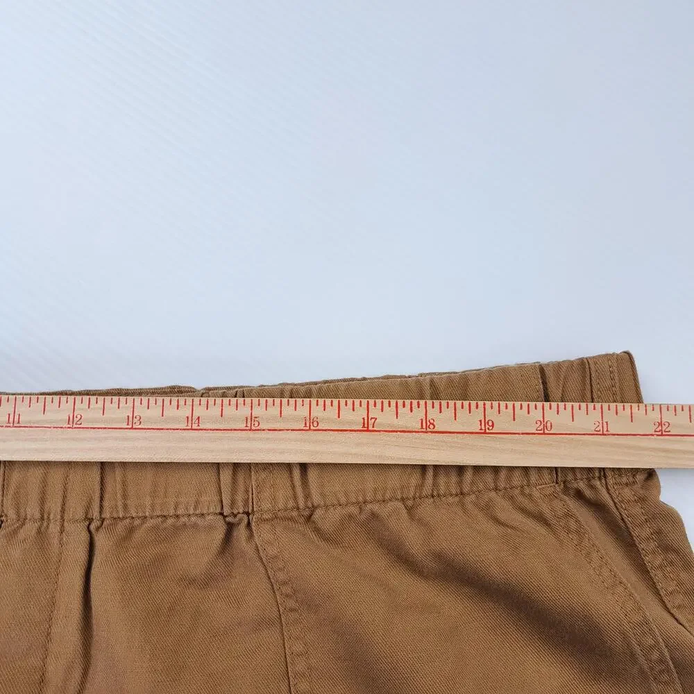 Banana Republic Pants Womens XXL Brown Tapered Crop Twill Elastic Waist Linen